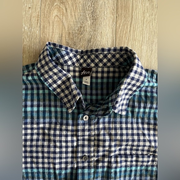 Tea Collection Men’s Button-Up Woven Shirt Lamu Plaid Cotton Linen Mix - Medium - Picture 4 of 10